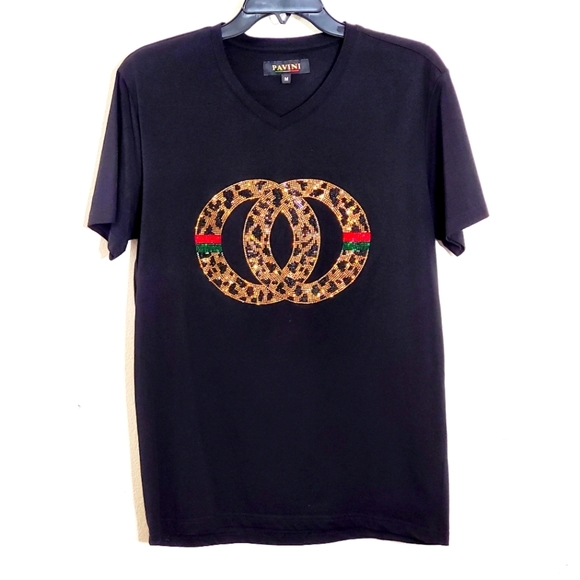Pavini Other - Pavini Men's Black Short Sleeve V-Neck Cotton T-shirt Size M